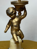 Late 19th Century French Art Nouveau Gilded Cherub Candle Holder – Marble Base