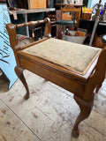 Vintage Queen Anne Revival Piano Stool with Storage – Walnut, c.1930s