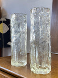 Vintage 1970s Ravenhead “Ravenglass” Bark-Textured Glass Vase – Clear, 16.5cm