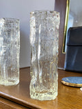 Vintage 1970s Ravenhead “Ravenglass” Bark-Textured Glass Vase – Clear, 16.5cm
