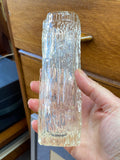 Vintage 1970s Ravenhead “Ravenglass” Bark-Textured Glass Vase – Clear, 16.5cm