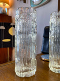 Vintage 1970s Ravenhead “Ravenglass” Bark-Textured Glass Vase – Clear, 16.5cm