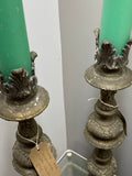 Vintage Tall Ornate Brass Candlestick – 60cm, Heavyweight Antique-Style Candle Holder