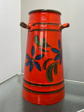 Vintage 1970s West German Pottery Milk Churn Vase – Floral Bargeware Style