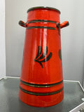 Vintage 1970s West German Pottery Milk Churn Vase – Floral Bargeware Style