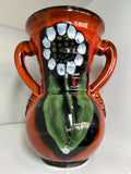 Vintage 1970s Poët-Laval Amphora Pottery Vase – Abstract Flower Motif