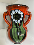 Vintage 1970s Poët-Laval Amphora Pottery Vase – Abstract Flower Motif