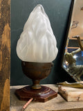Vintage Art Deco Flame Glass Shade Lamp – Rewired & Ready to Use