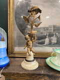 Late 19th Century French Art Nouveau Gilded Cherub Candle Holder – Marble Base