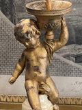 Late 19th Century French Art Nouveau Gilded Cherub Candle Holder – Marble Base