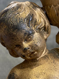 Late 19th Century French Art Nouveau Gilded Cherub Candle Holder – Marble Base