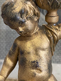 Late 19th Century French Art Nouveau Gilded Cherub Candle Holder – Marble Base