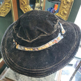 Edwardian Wide Brim Suffragette Hat – Antique Velvet & Floral Trim (1910s)
