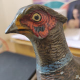 Elegant 1930s Austrian Table Lighter & Match Holder – Cold-Painted Metal Pheasant