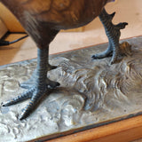 Elegant 1930s Austrian Table Lighter & Match Holder – Cold-Painted Metal Pheasant