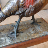 Elegant 1930s Austrian Table Lighter & Match Holder – Cold-Painted Metal Pheasant