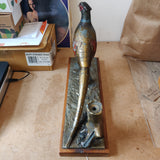 Elegant 1930s Austrian Table Lighter & Match Holder – Cold-Painted Metal Pheasant