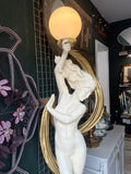 Large Goddess Floor Lamp – White & Gold Resin – 182cm