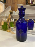 Tall cobalt blue glass lidded jar