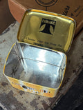 Vintage Twinings Tea Tin – 1950s/60s Yellow Storage Tin with Chrome Tea Set Graphics