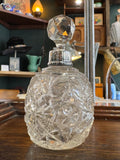 Vintage Cut Glass Scent Bottle with Birmingham Sterling Silver Collar, 1929