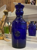 Tall cobalt blue glass lidded jar