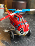 Vintage 1970s Japanese Tin Wind-Up Helicopter – MYK Japan H-19 Swiss Rescue