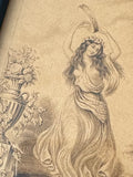Regency stipple engraving of dancing lady with tambourine