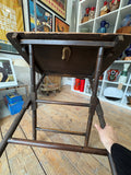 Antique Folding Table, Late Victorian / Edwardian, Turned Notched Legs, X-Frame, Original Wooden Catch