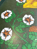 Vintage 1970s St Michael Melamine Tray – Olive Green with Mustard Yellow Floral Poppy Design