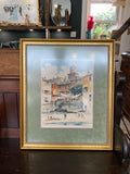 Framed Limited Edition Colour Etching – Italian Coastal Scene by Roger Hebbelinck