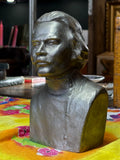 Aluminium bust of Maxim Gorky, 1981 – Soviet-era sculpture from Leningrad, vintage Russian metal art