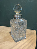 Art Deco Cut Glass Perfume Bottle with Silver Mount – 1930s Vintage