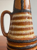 Mid-Century Scheurich West German Pottery Jug Vase – Brown, Cream & Black