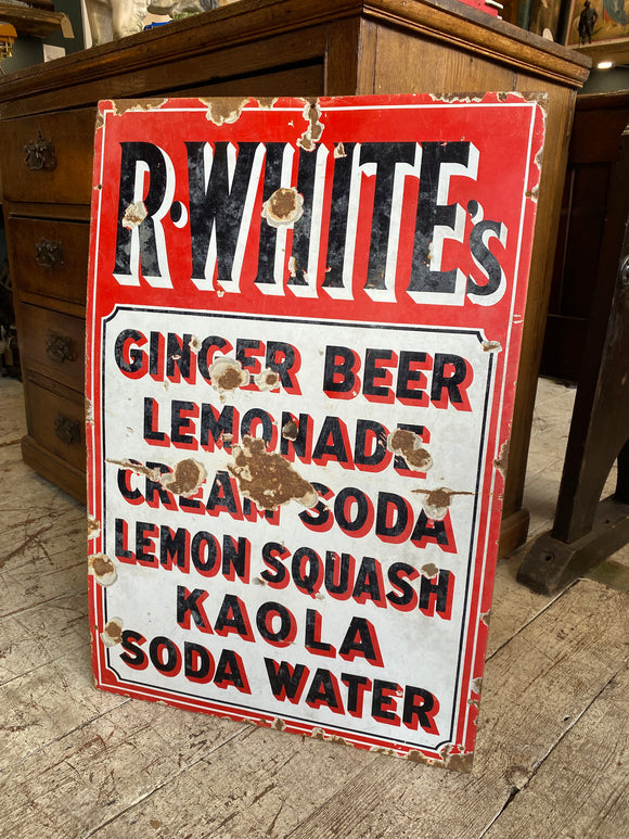 Antique enamel R Whites sign