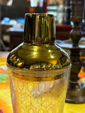 Vintage Art Deco Glass Cocktail Shaker with Gold Etched Design