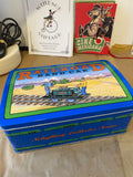 Boxed Schylling tin toy litho wind up railroad handcar