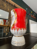Side view of Soviet Union commemorative porcelain vase, 1985