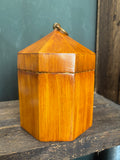Octagonal Hand-Painted Toleware Tea Caddy with Floral Design