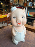 Vintage Bisque Porcelain Pig Money Bank | Anthropomorphic Piggy Bank | c.1950s–60s
