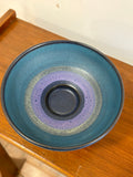 Top view of blue Porta Celi ceramic candle holder with textured glaze
