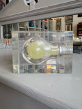 Vintage Pierre Giraudon Light Bulb Acrylic Paperweight – Late 20th Century French Design