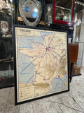 Vintage French Wall Map – “Routes et Voies Aériennes”, Éditions Rossignol, Mid-Century