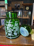Vintage Belgian Green Glass Apothecary Jar with Herb Design, 1960s–70s