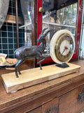 Art Deco marble mantel clock with stag garniture