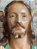 Vintage French Chalkware Jesus Bust – Large Religious Icon (34cm)
