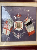 Framed WWI British Royal Navy Embroidered Silk – “United We Stand”