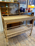 Large Vintage Double-Tiered Rattan Trolley – Stylish & Versatile