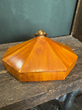 Octagonal Hand-Painted Toleware Tea Caddy with Floral Design