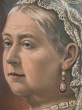 Large Victorian Portrait Print of Queen Victoria, Oval Carved Mahogany Frame, Diamond Jubilee Era, c.1897